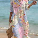 Clara Waverly™ | Gėlėta Patchwork Suknelė