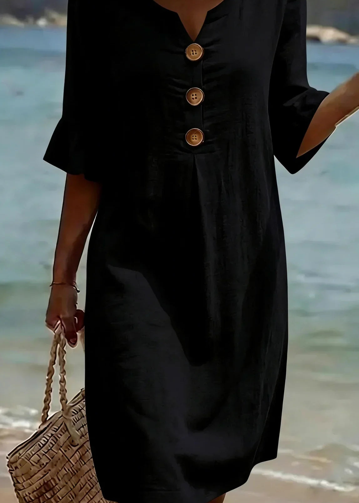 Vanesa™ | Robe Texturée Avec Manches Bouffantes et Boutons