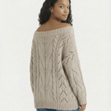 Off Shoulder Cable Knit Sweater