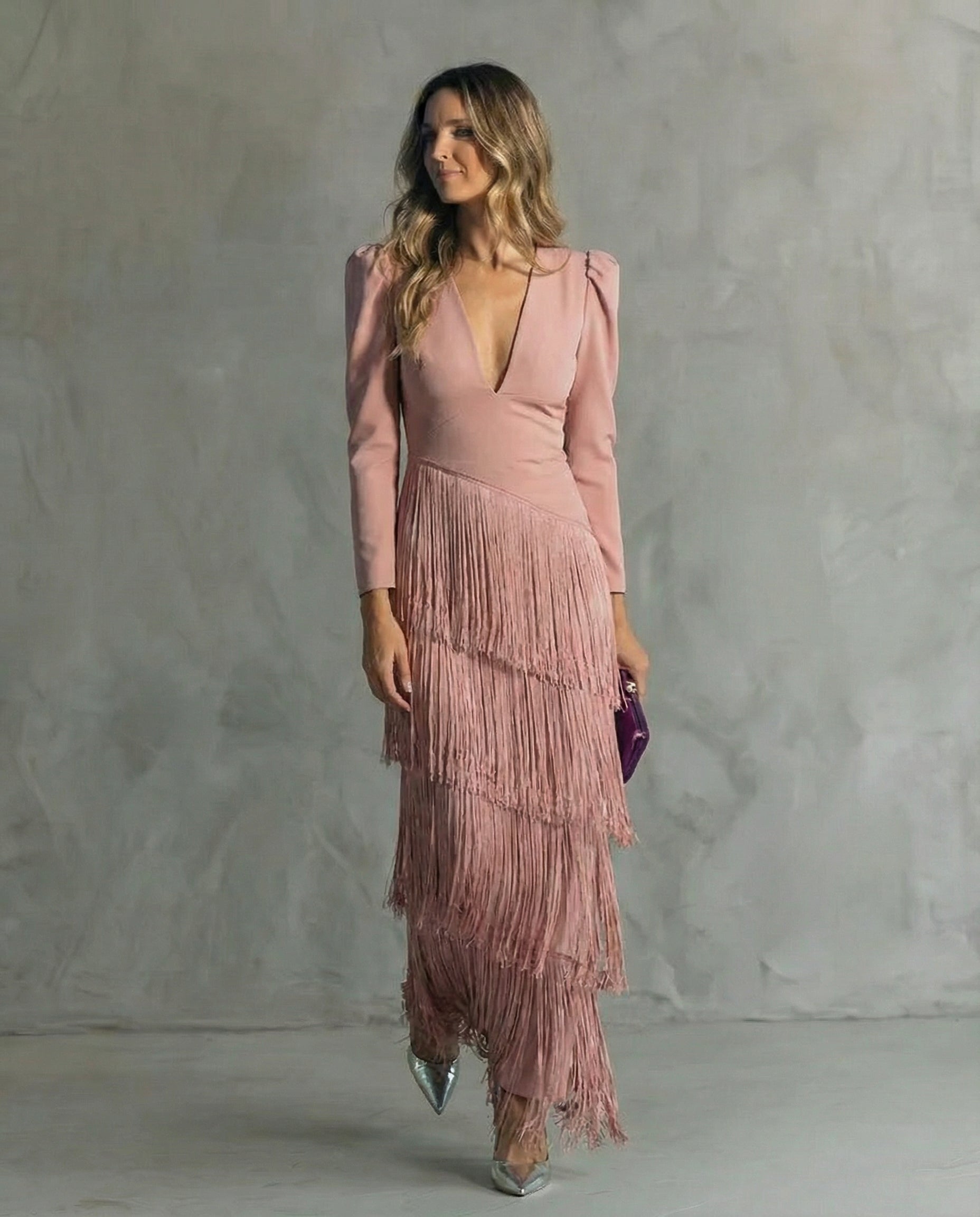 Alessia ∙ Elegantiška midi suknelė su raukinėtomis rankovėmis