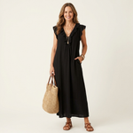JOSETTE | ELEGANT RUFFLE V-NECK MAXI DRESS