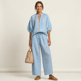 AURELIE | ZIPPER-FRONT PUFF SLEEVE SET