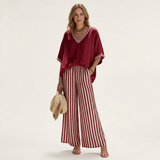 GISELLE | V-NECK VARSITY TOP & STRIPE WIDE-LEG SET