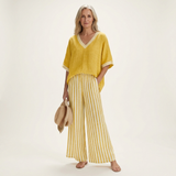 GISELLE | V-NECK VARSITY TOP & STRIPE WIDE-LEG SET