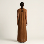 VALENTINA | HOODED BUTTON-FRONT SLEEVELESS LINEN MAXI DRESS