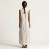 VALENTINA | HOODED BUTTON-FRONT SLEEVELESS LINEN MAXI DRESS