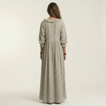 PALOMA | RUFFLE V-NECK STRIPED LANTERN-SLEEVE MAXI DRESS