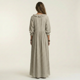 PALOMA | RUFFLE V-NECK STRIPED LANTERN-SLEEVE MAXI DRESS