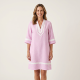 SOLVEIG | CONTRAST-TRIM STRIPE V-NECK COTTON SHIFT DRESS