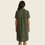 FLORENTINE | COTTON-LINEN MIDI SHIRT DRESS WITH ROLLED CUFFS
