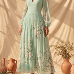 Cisella | Abito midi verde chiaro floreale