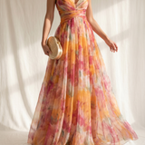 Gaila | Ilga gėlėta suknelė su petnešėlėmis