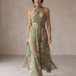 Livia | Abito Maxi Halter Floreale Elegante