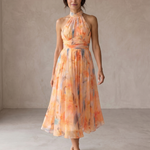 Aurora | Abito con Collo Halter e Stampa Acquerello