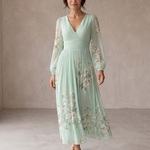 Cisella | Abito midi verde chiaro floreale