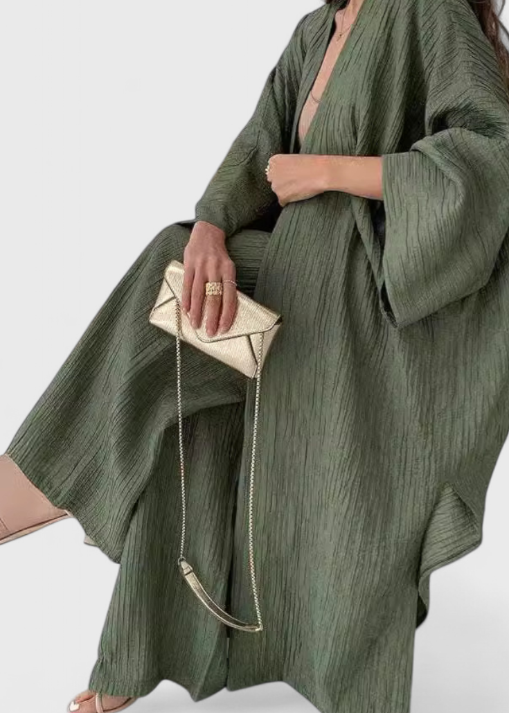 Kaspijos dviejų dalių atsipalaidavimo komplektas su ilgu kimono