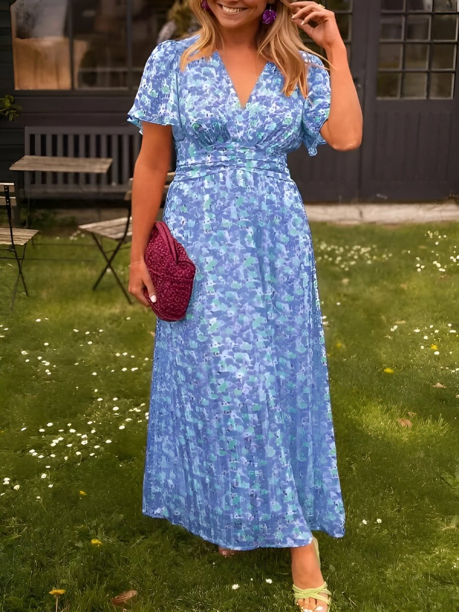 Sandra | Elegantiška maxi suknelė su V formos iškirpte